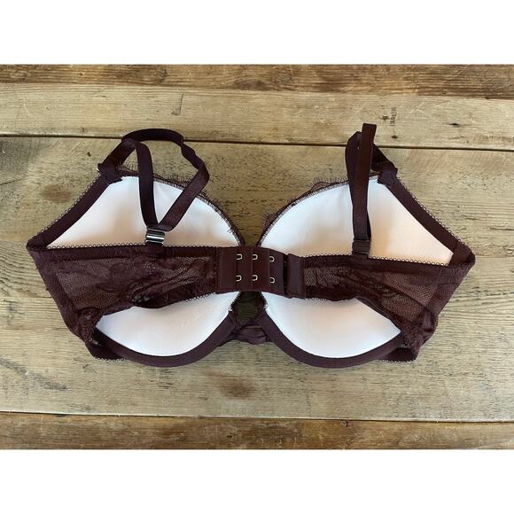 Victoria's Secret Burgundy Brown Allover Lace 32DD Very Sexy Push Up Bra VS - Picture 2 of 2